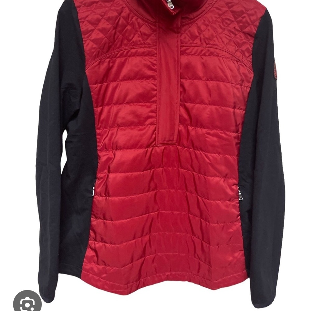 Ralph Lauren Fleece Half Zip Knit Red Black Activewear Jacket Women’s Size XL